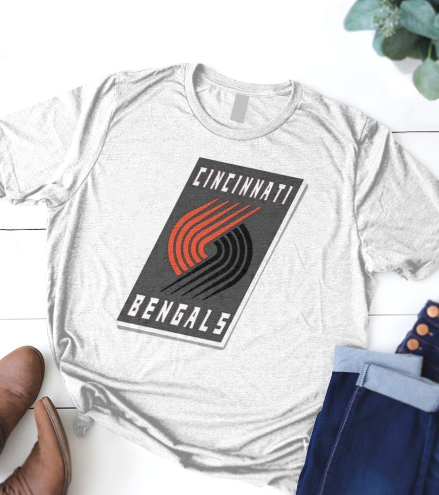 Cincinnati Bengals X Portland Trail Blazers Mashup Logo NFL NBA T-Shirt