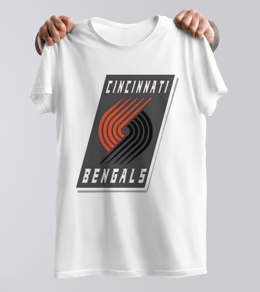 Cincinnati Bengals X Portland Trail Blazers Mashup Logo NFL NBA T-Shirt