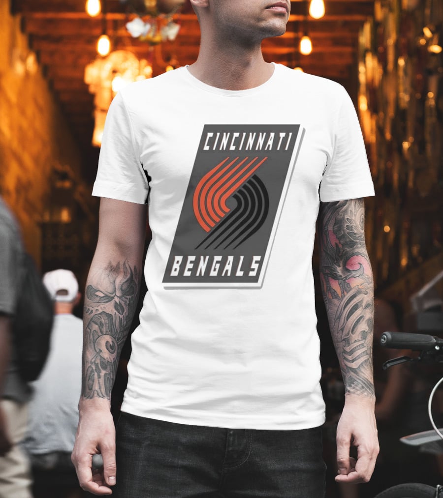 Cincinnati Bengals X Portland Trail Blazers Mashup Logo NFL NBA T-Shirt