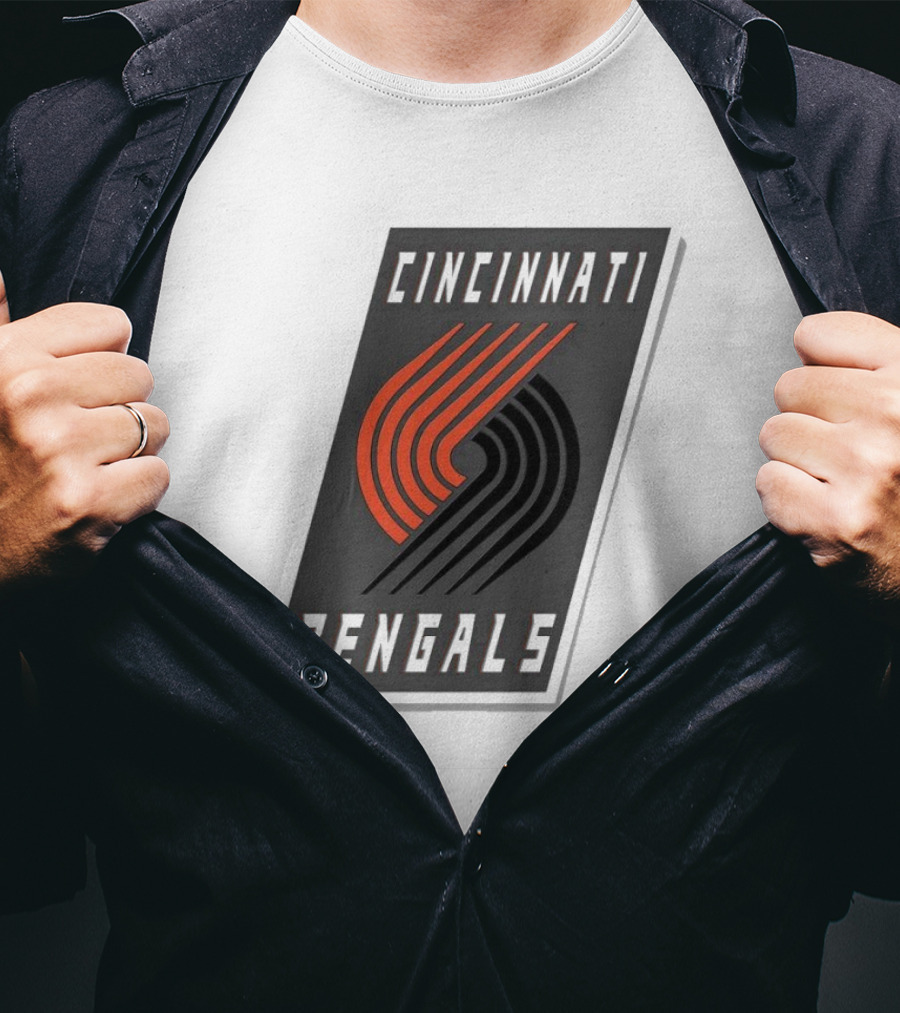 Cincinnati Bengals X Portland Trail Blazers Mashup Logo NFL NBA T-Shirt