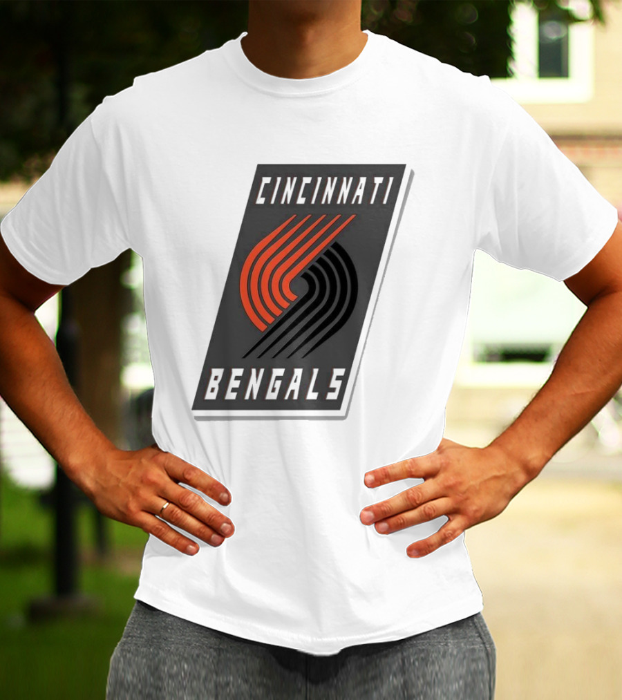 Cincinnati Bengals X Portland Trail Blazers Mashup Logo NFL NBA T-Shirt