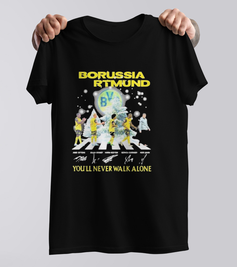 Borussia Dortmund BV Celebrate Christmas Signatures You'll Never Walk Alone T-Shirt