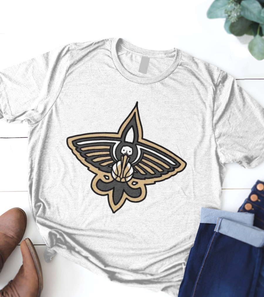NFL X NBA Saints Pelican Logo Mashup Combine T-Shirt