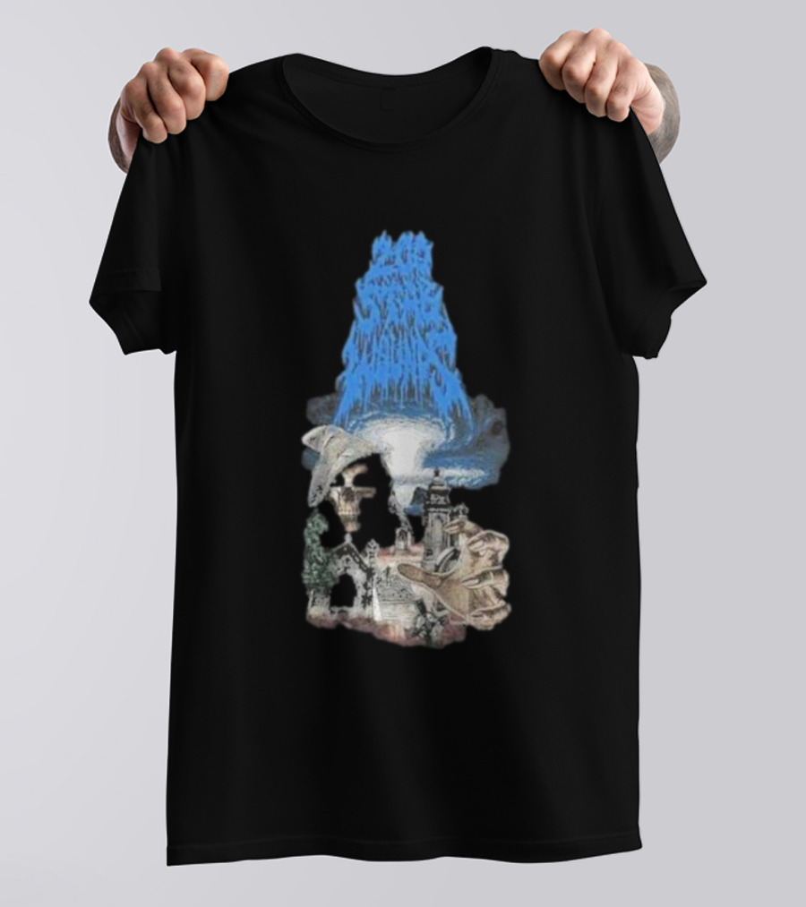 Down Right Merch 200 Stab Wounds Grim Reaper Skull Lighthouse Scene T-Shirt