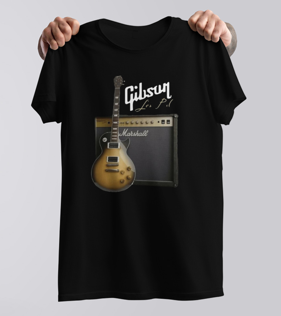 Gibson Les Paul Guitar With Marshall Amplifier T-Shirt