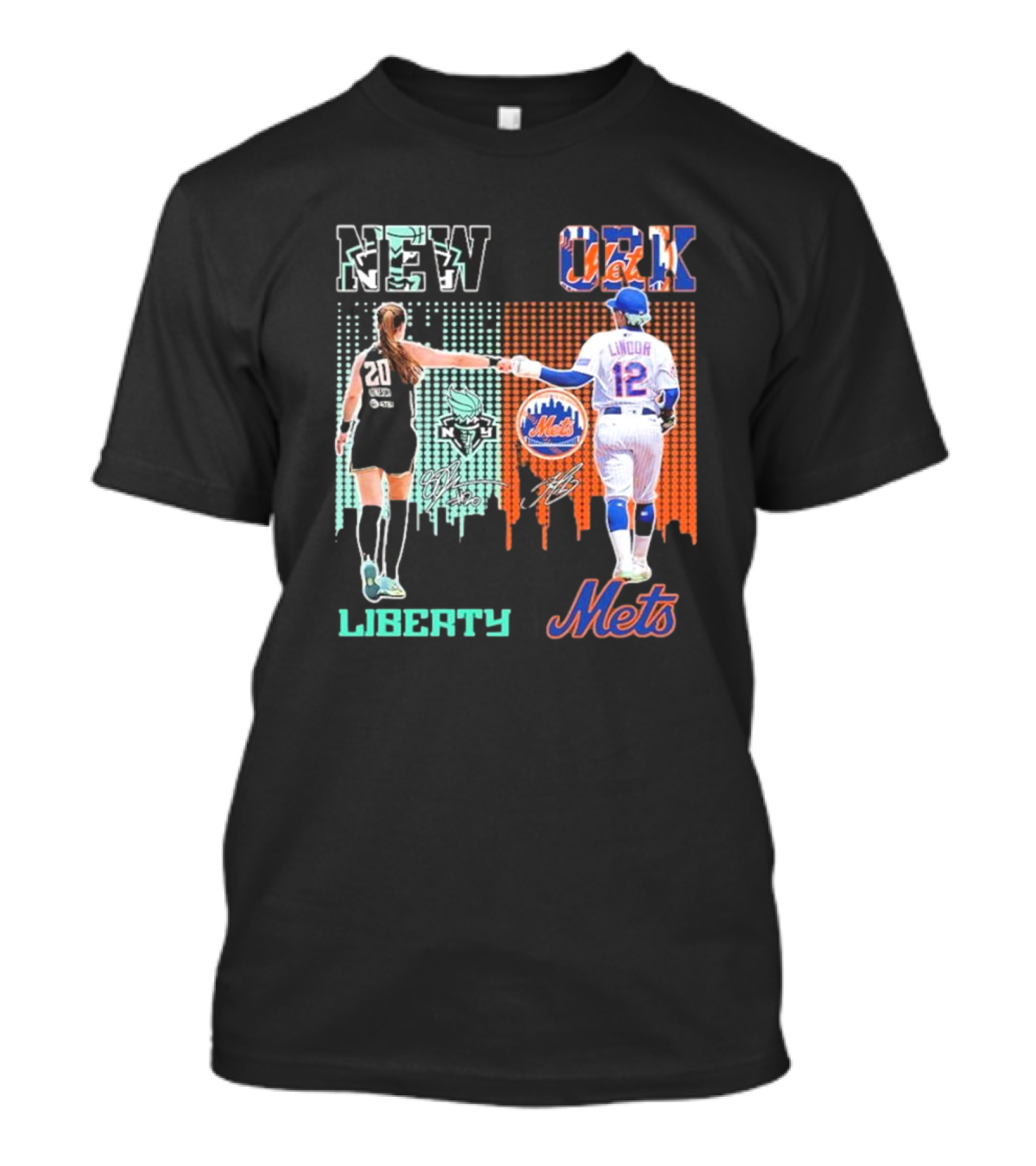 New York Liberty Ionescu Mets Francisco Lindor Signatures T-Shirt
