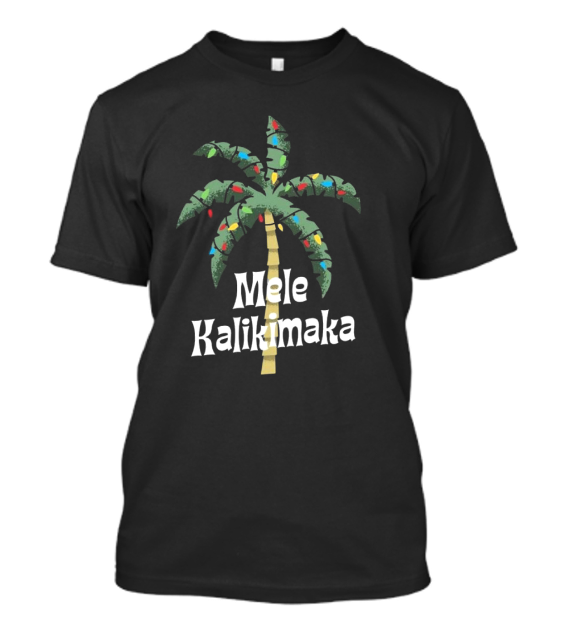 Mele Kalikimaka Christmas Palm Tree With Holiday Lights T-Shirt