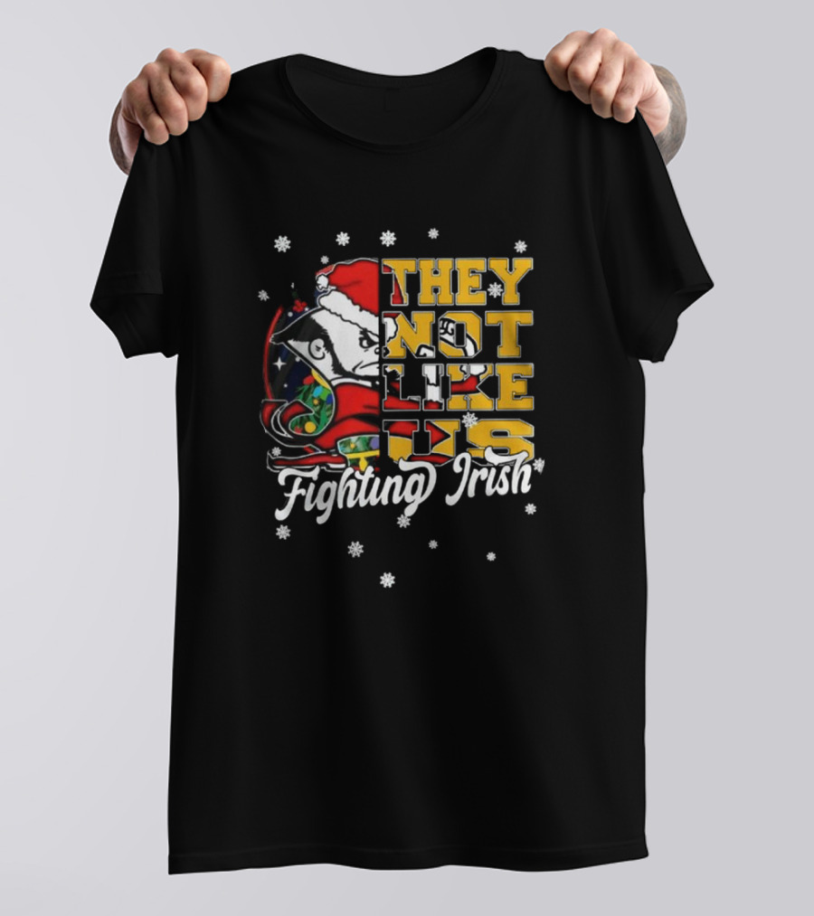 Notre Dame Fighting Irish They Not Like Us Christmas Mascot T-Shirt