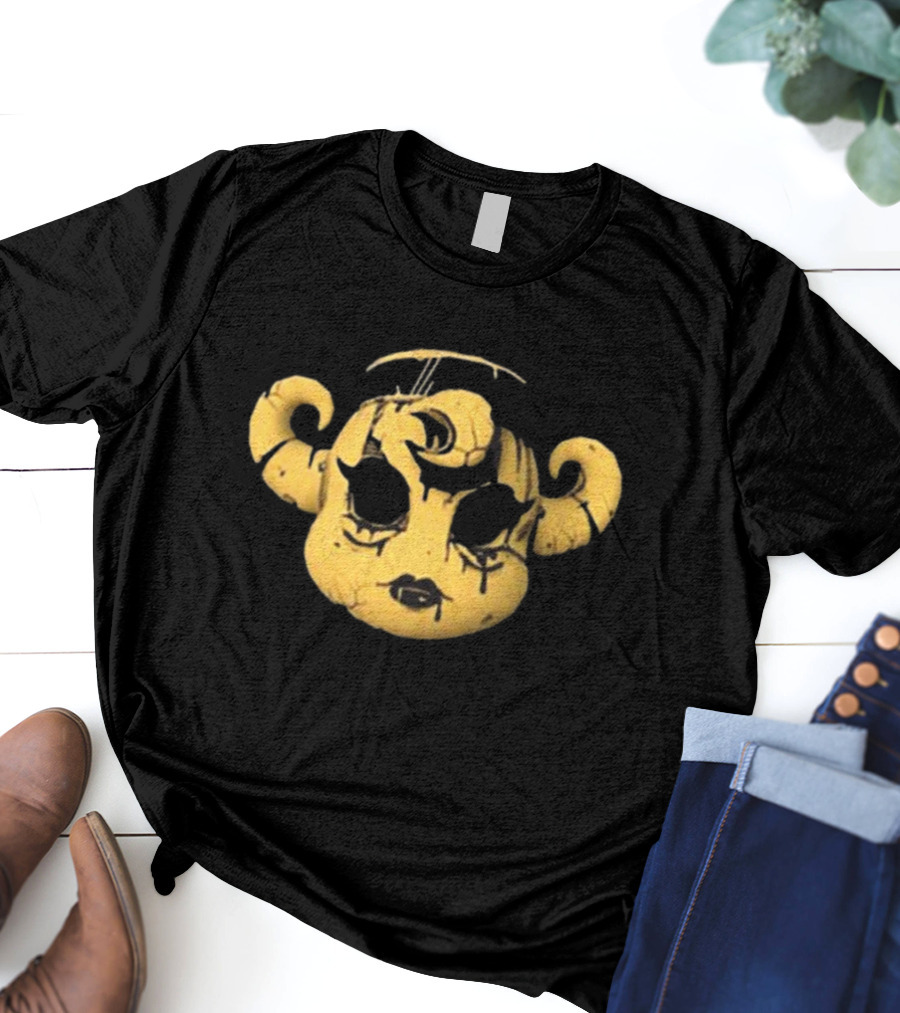 Bendy Striker Mask Ink Demon’s Eve Horned Yellow Face T-Shirt