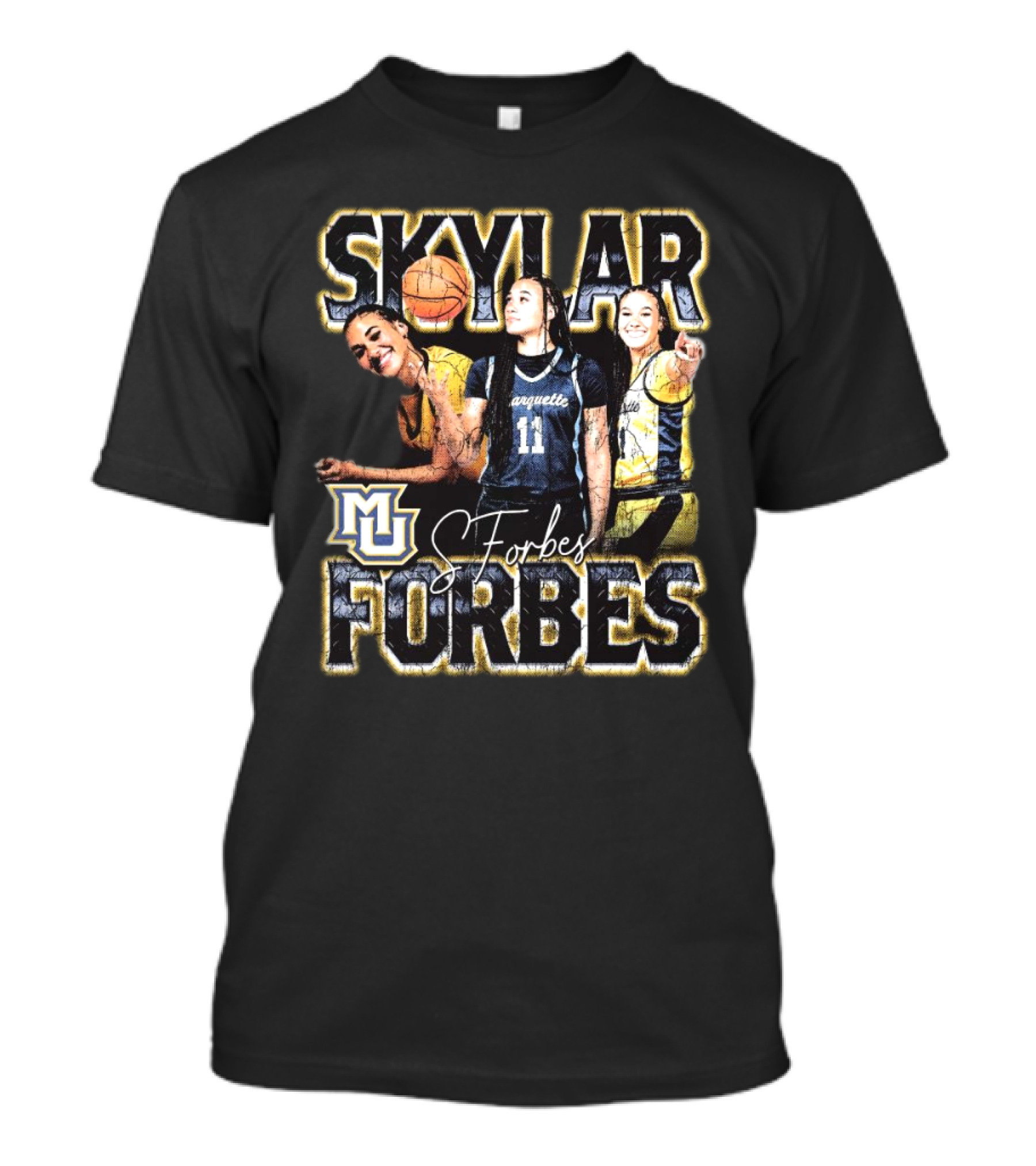 Skylar Forbes Marquette Golden Eagles Basketball MU Vintage 90s Style Signature T-Shirt