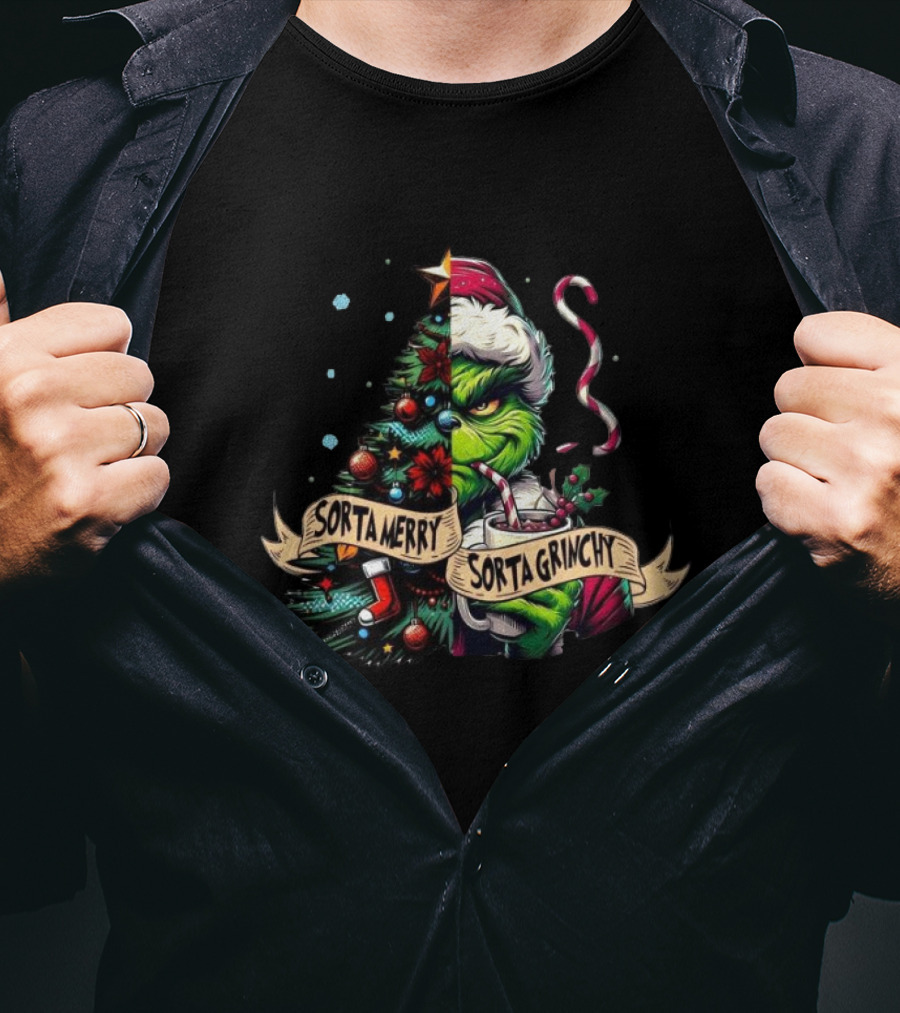 Sorta Merry Sorta Grinchy Grinch Christmas T-Shirt