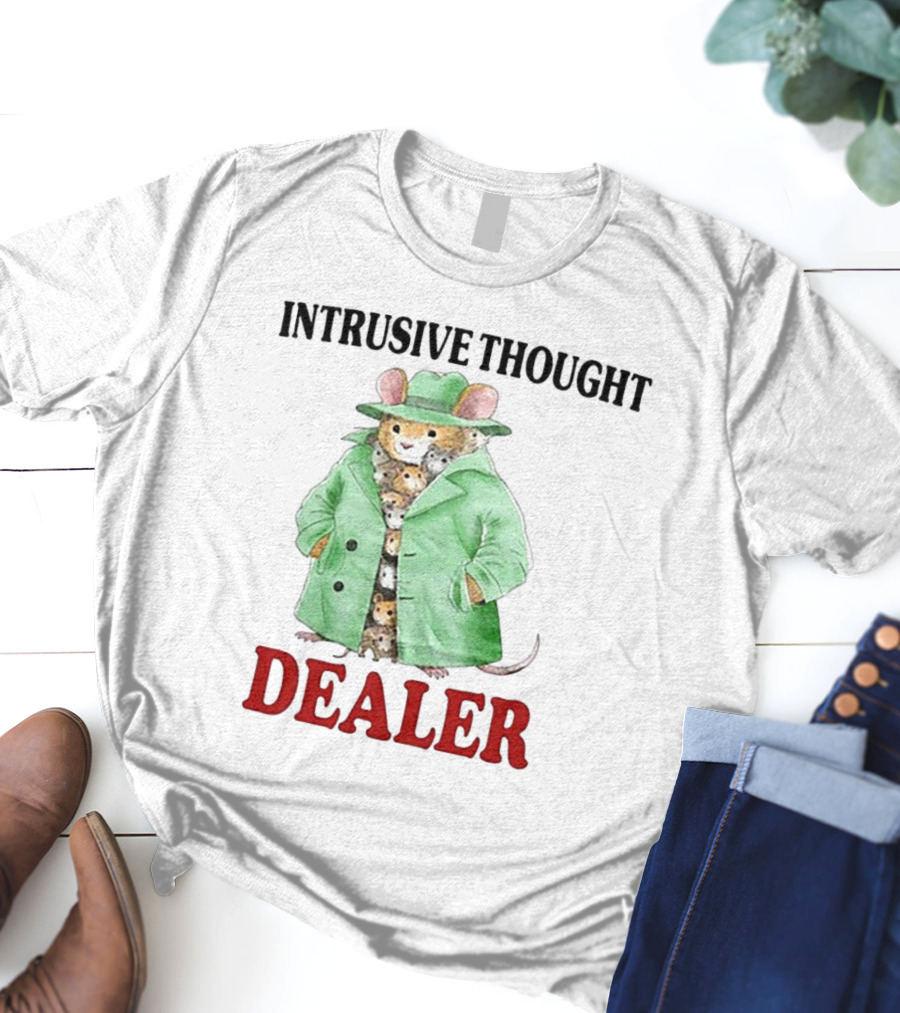 Intrusive Thought Dealer Mouse In Trench Coat T-Shirt