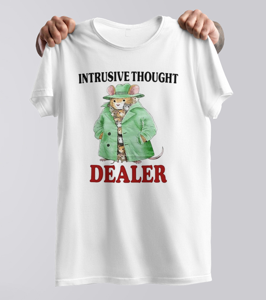 Intrusive Thought Dealer Mouse In Trench Coat T-Shirt