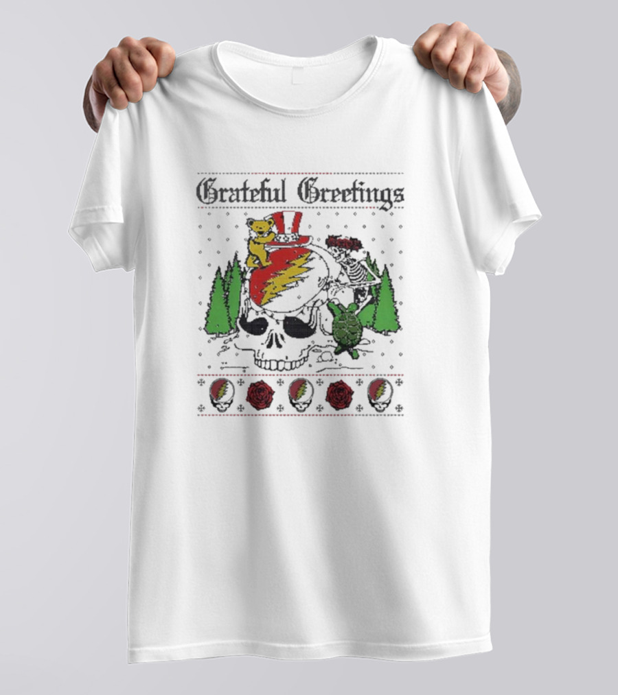 Grateful Dead Greetings Skelly Bear Turtle Snowman Christmas T-Shirt