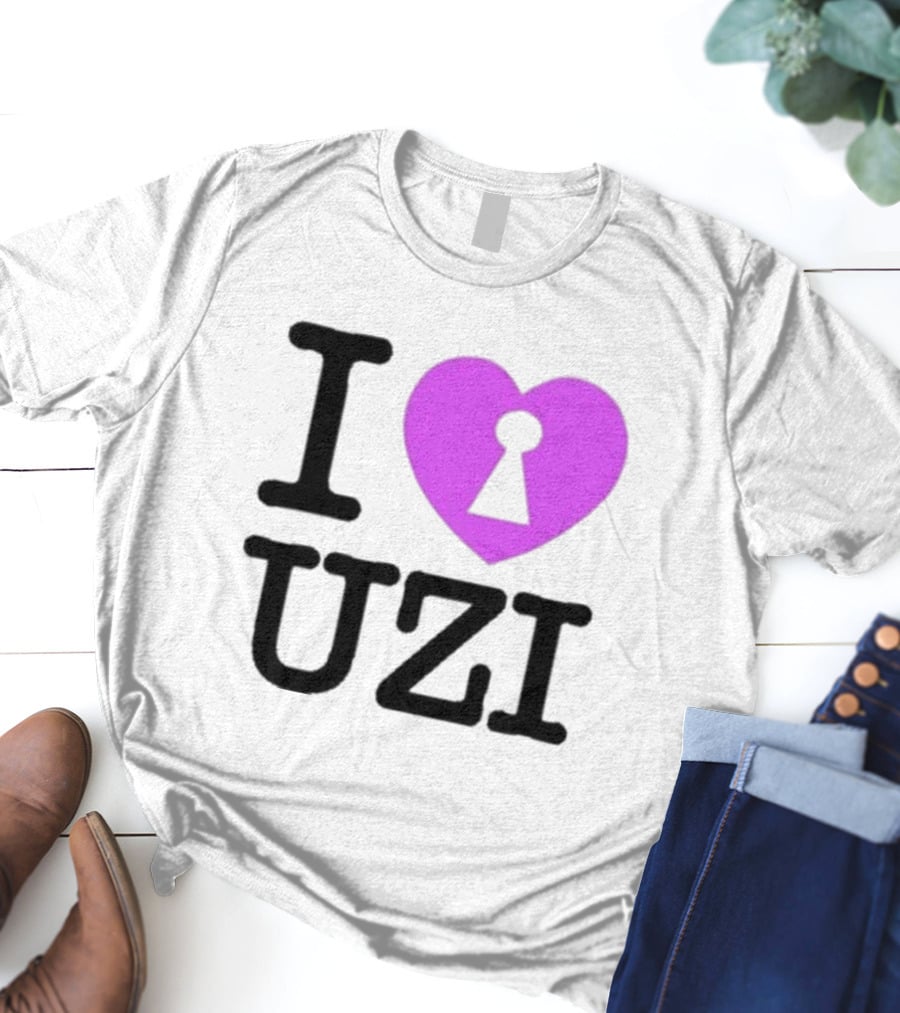 I Love Heart Keyhole Uzi T-Shirt