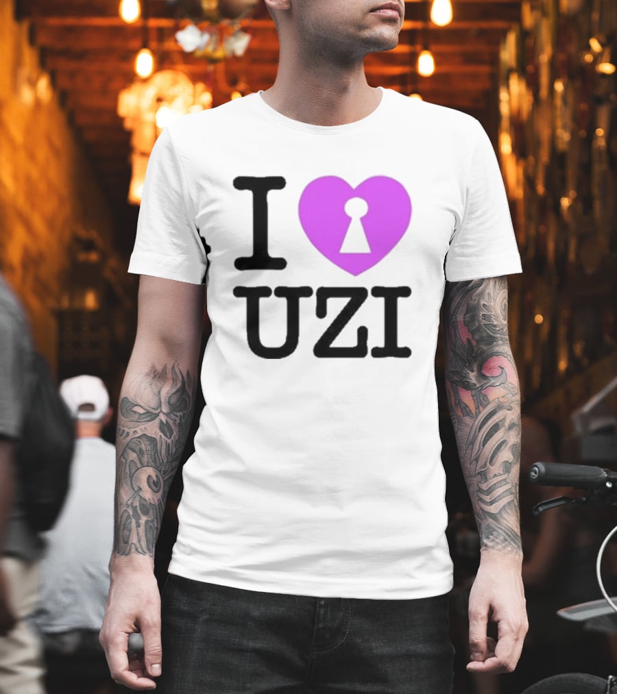 I Love Heart Keyhole Uzi T-Shirt