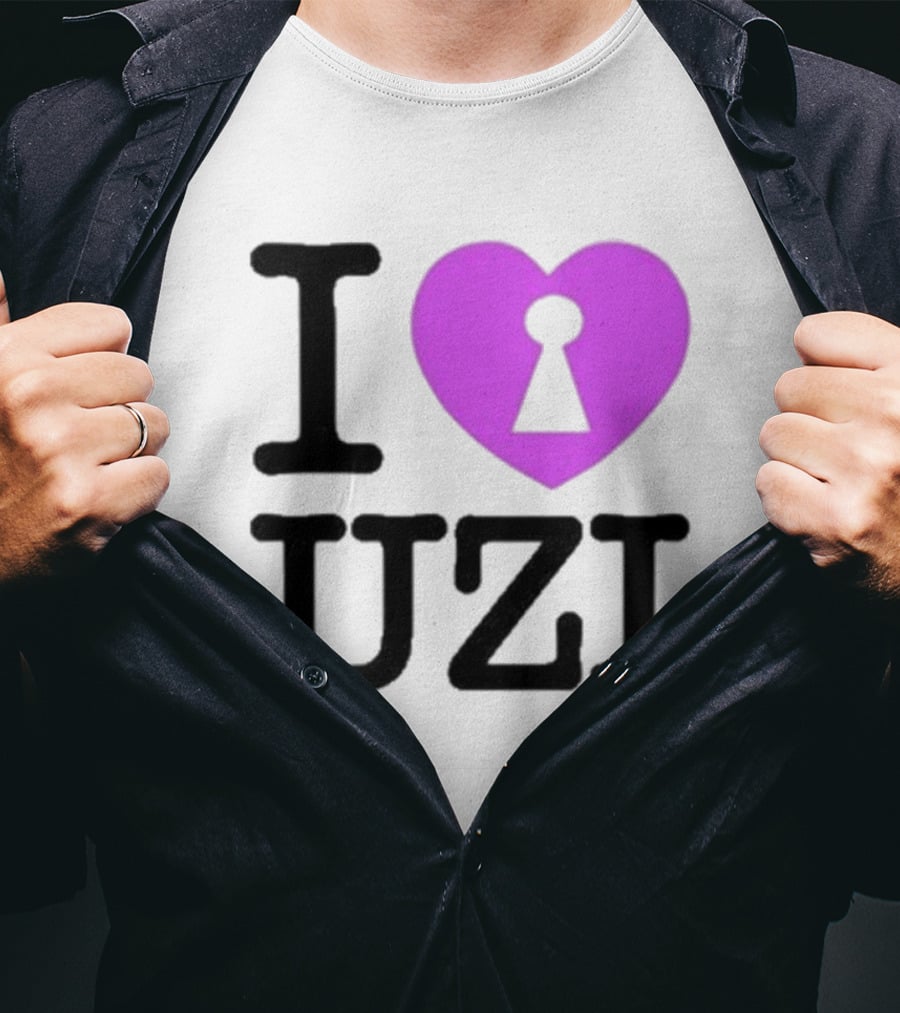I Love Heart Keyhole Uzi T-Shirt