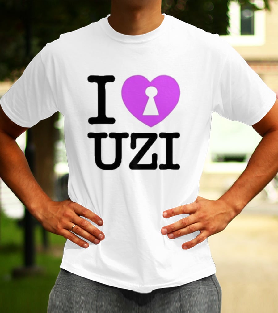 I Love Heart Keyhole Uzi T-Shirt