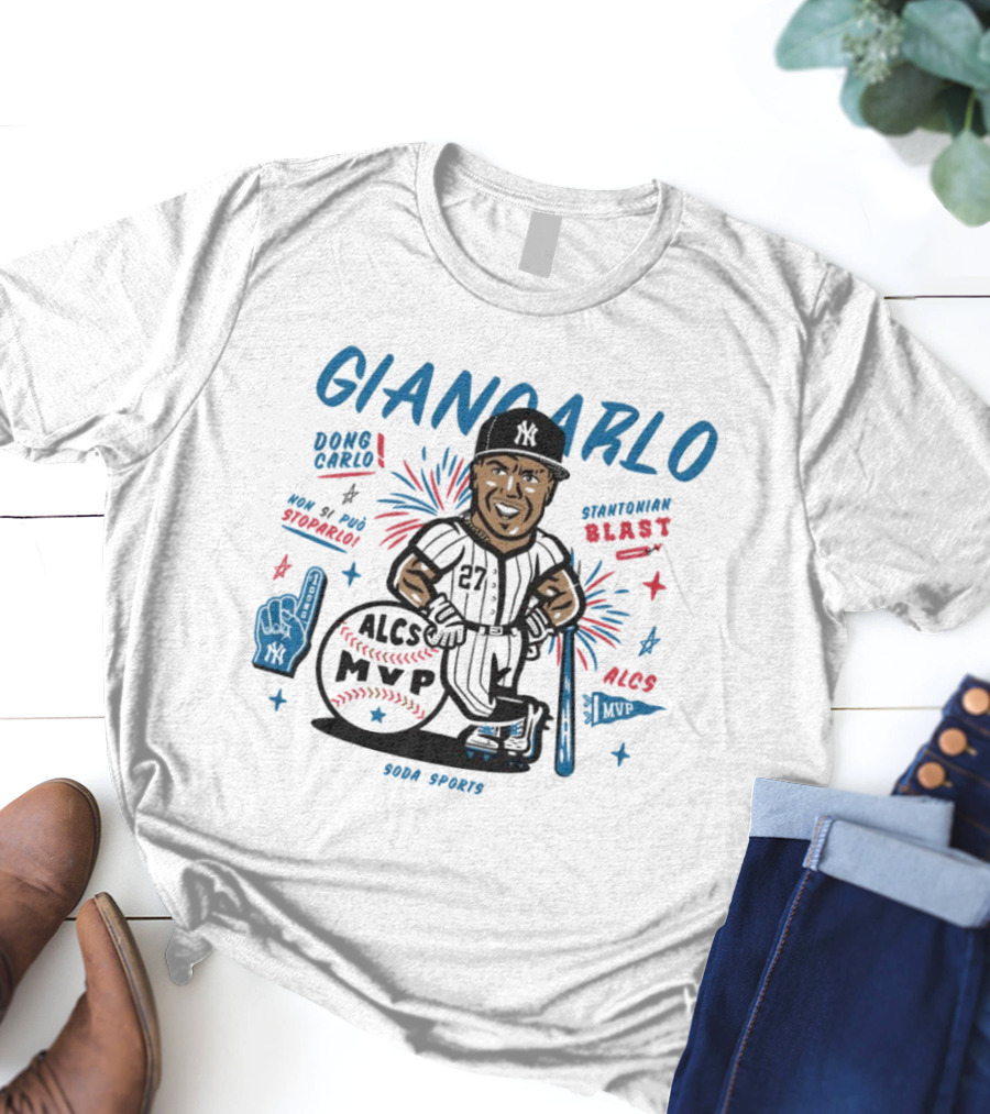 Giancarlo Dong Carlo Stantonian Blast ALCS MVP Caricature New York Yankees Soda Sports T-Shirt