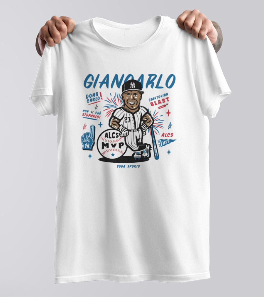 Giancarlo Dong Carlo Stantonian Blast ALCS MVP Caricature New York Yankees Soda Sports T-Shirt