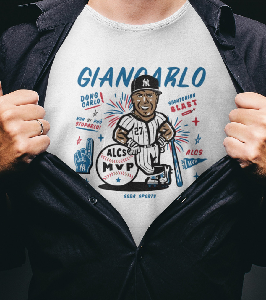 Giancarlo Dong Carlo Stantonian Blast ALCS MVP Caricature New York Yankees Soda Sports T-Shirt