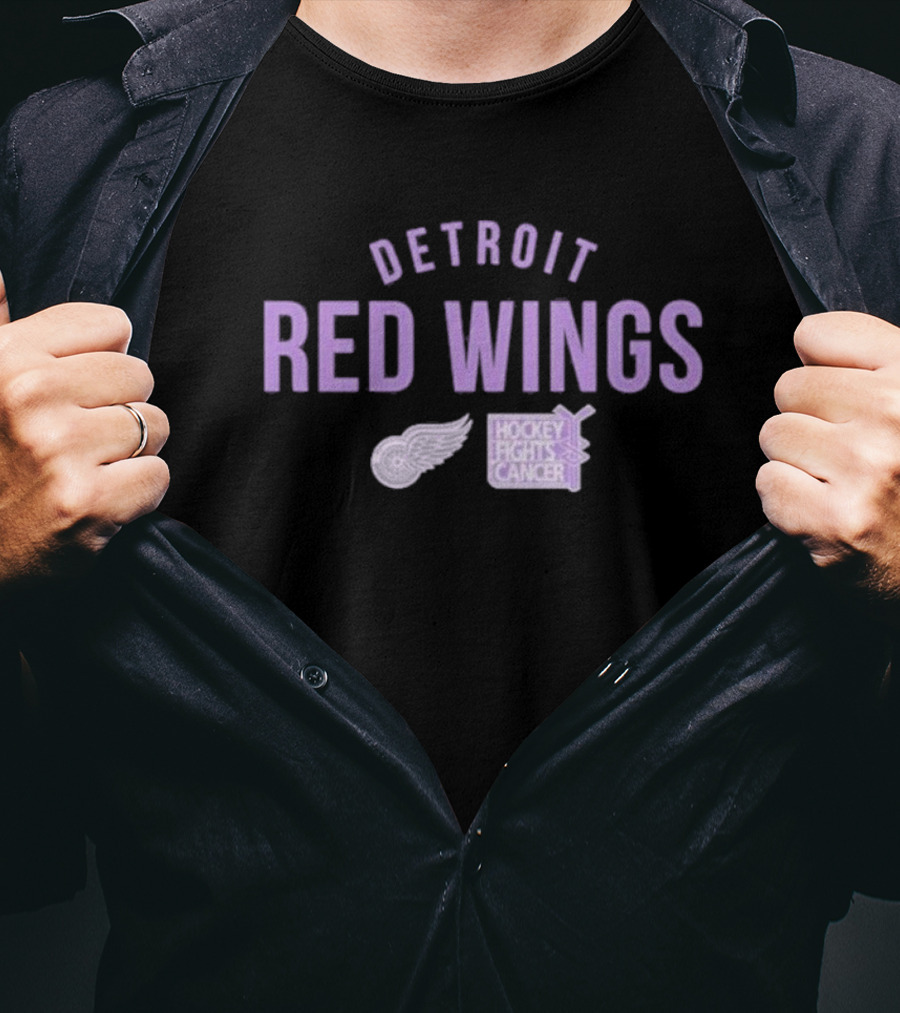 Detroit Red Wings Hockey Fights Cancer T-Shirt