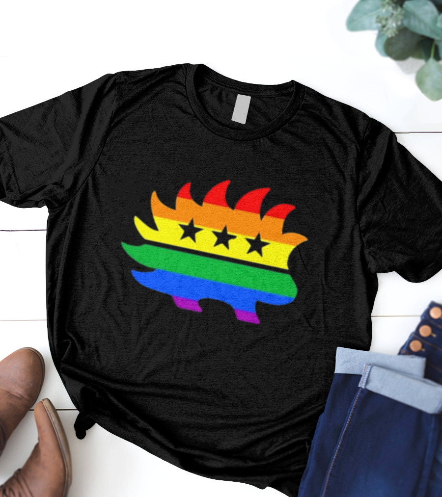 Dr. Simon Goddek Libertarian Porcupine Rainbow Flag Stars T-Shirt