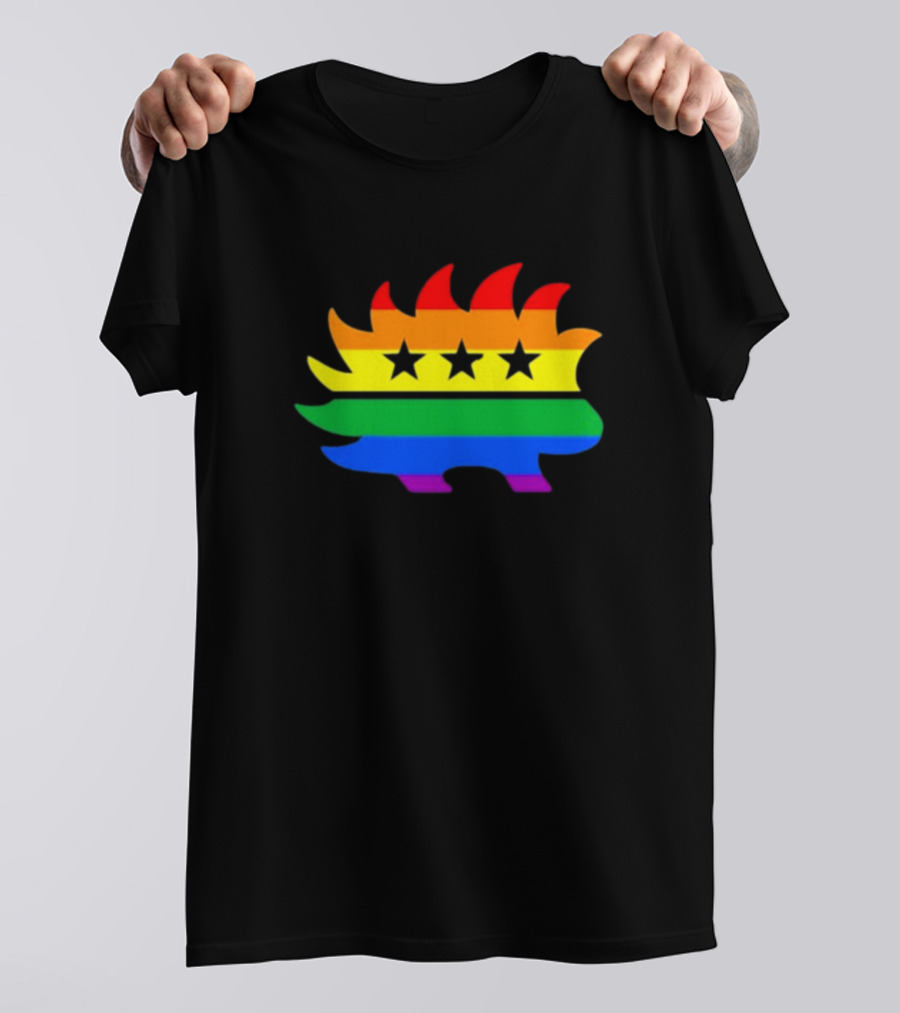 Dr. Simon Goddek Libertarian Porcupine Rainbow Flag Stars T-Shirt