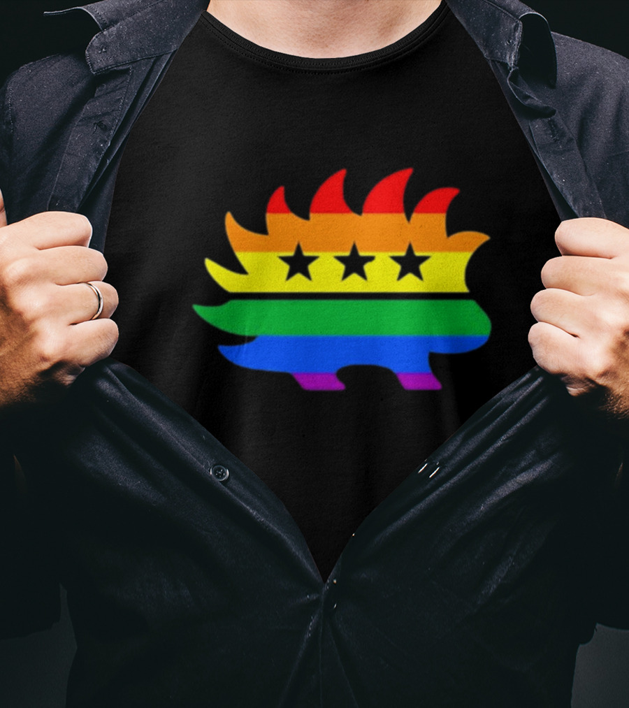 Dr. Simon Goddek Libertarian Porcupine Rainbow Flag Stars T-Shirt