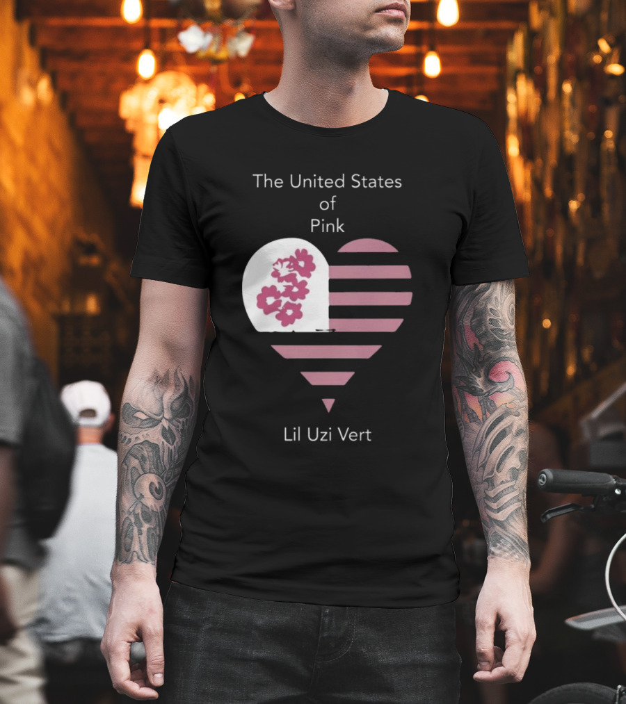 Lil Uzi Vert Heart Pink Stripes Flowers United States Of Pink T-Shirt