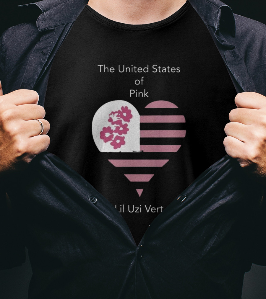 Lil Uzi Vert Heart Pink Stripes Flowers United States Of Pink T-Shirt