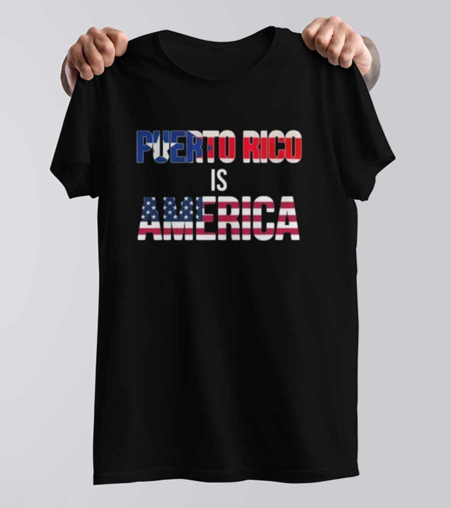 Puerto Rico Is America Flag Typography T-Shirt