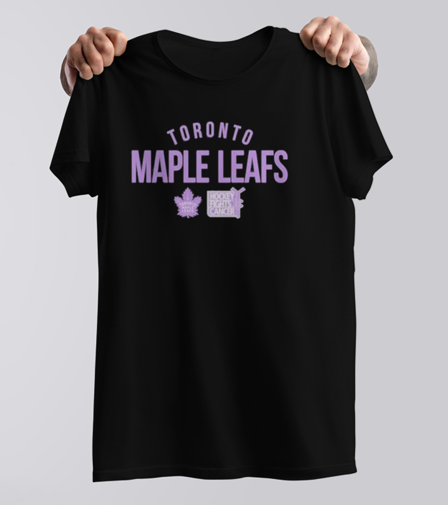 Toronto Maple Leafs Hockey Fights Cancer Purple Logo Campaign T-Shirt