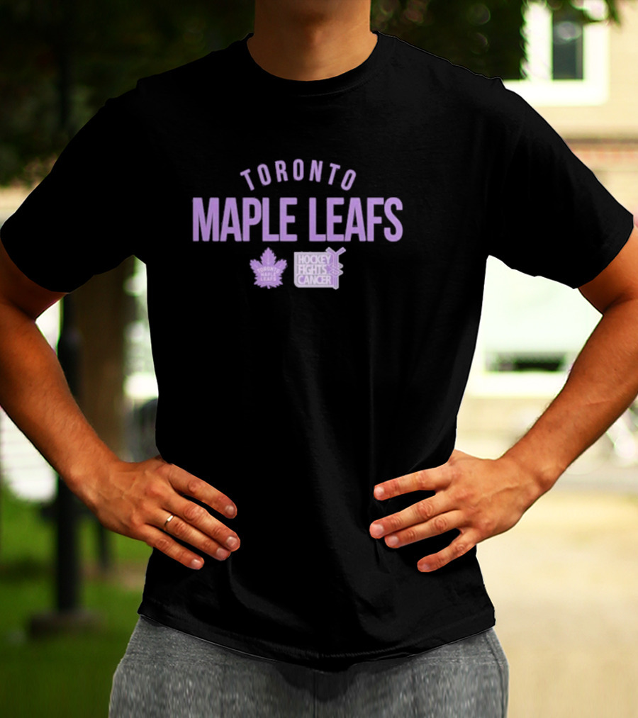 Toronto Maple Leafs Hockey Fights Cancer Purple Logo Campaign T-Shirt