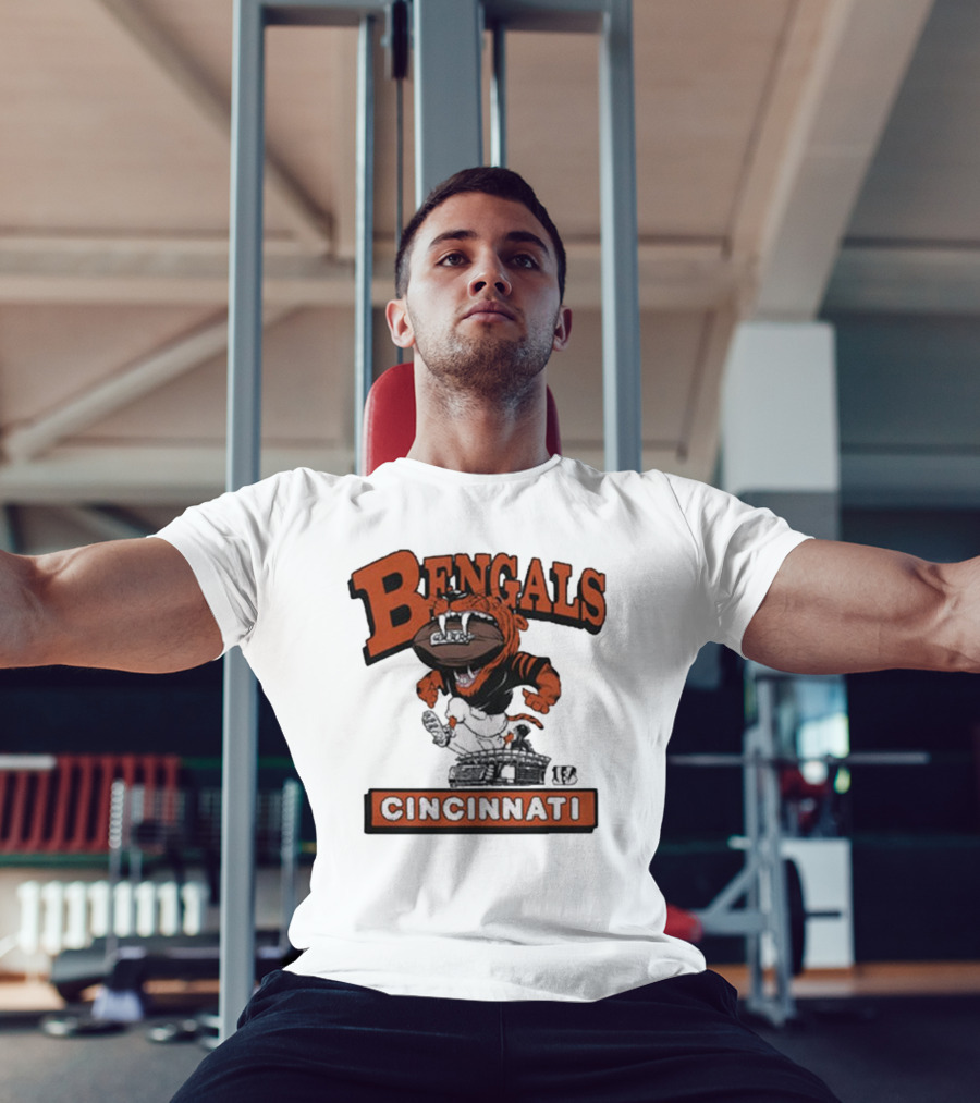 Cincinnati Bengals Mascot Jumping Over Stadium T-Shirt