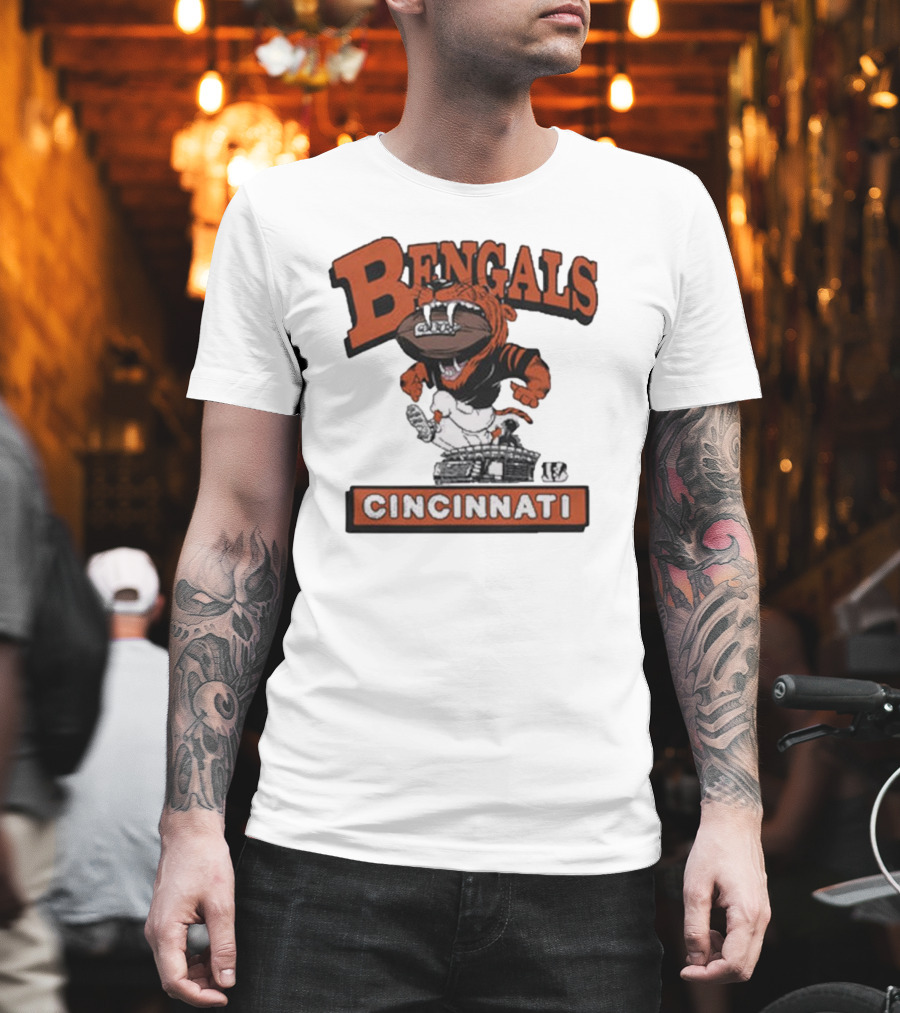Cincinnati Bengals Mascot Jumping Over Stadium T-Shirt
