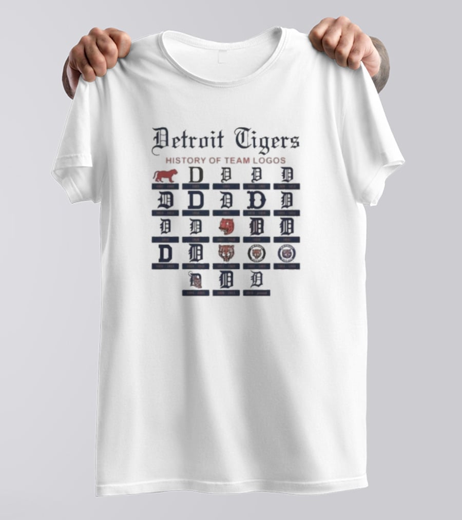 Detroit Tigers Evolution 1901 To Present: Team Logos Through History T-Shirt