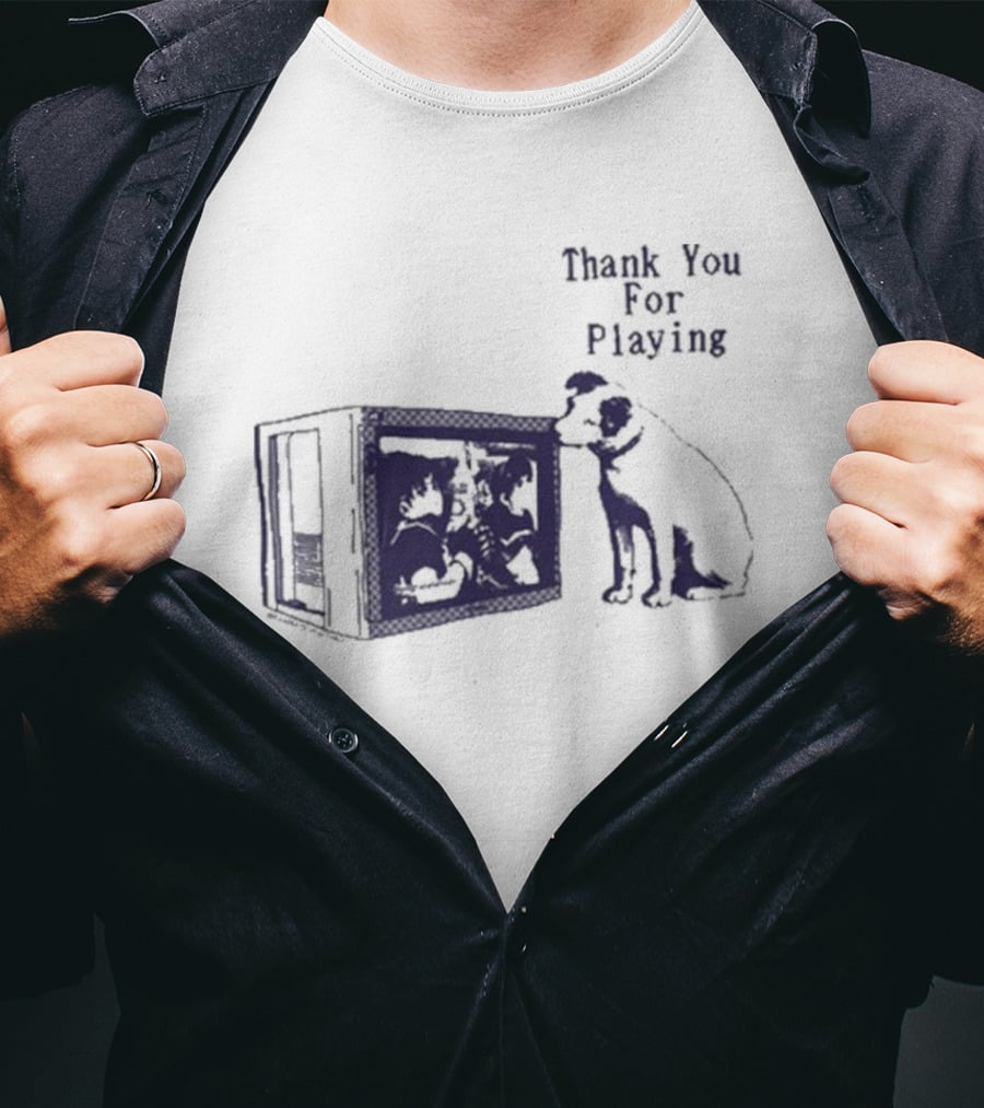Thank You For Playing Dog Watching TV Nostalgia T-Shirt