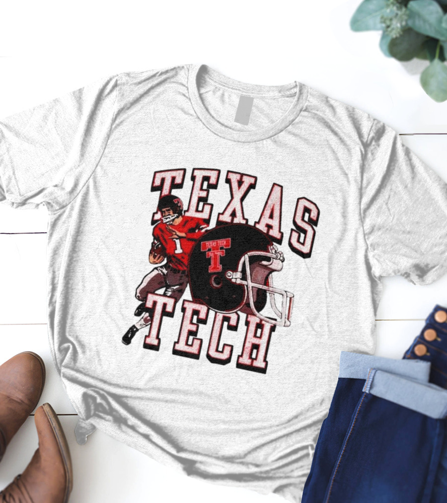 Texas Tech Red Raiders Football Player And Helmet T-Shirt