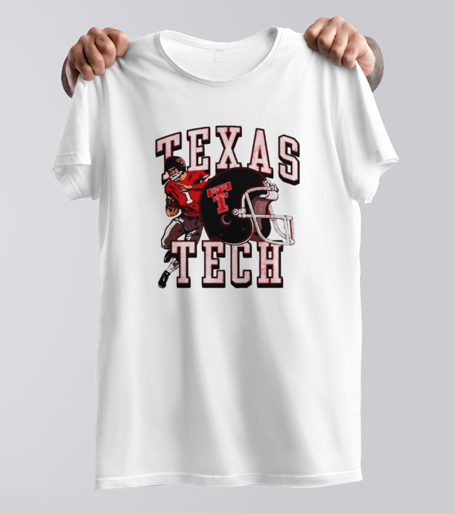 Texas Tech Red Raiders Football Player And Helmet T-Shirt