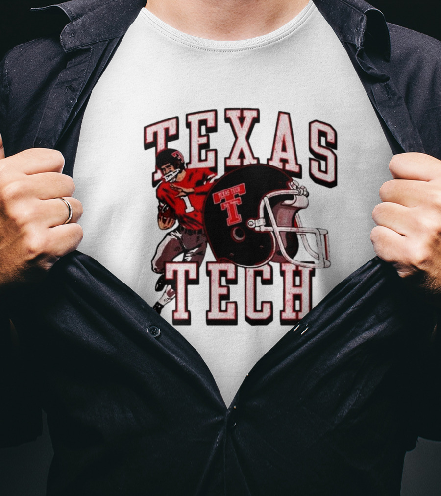 Texas Tech Red Raiders Football Player And Helmet T-Shirt
