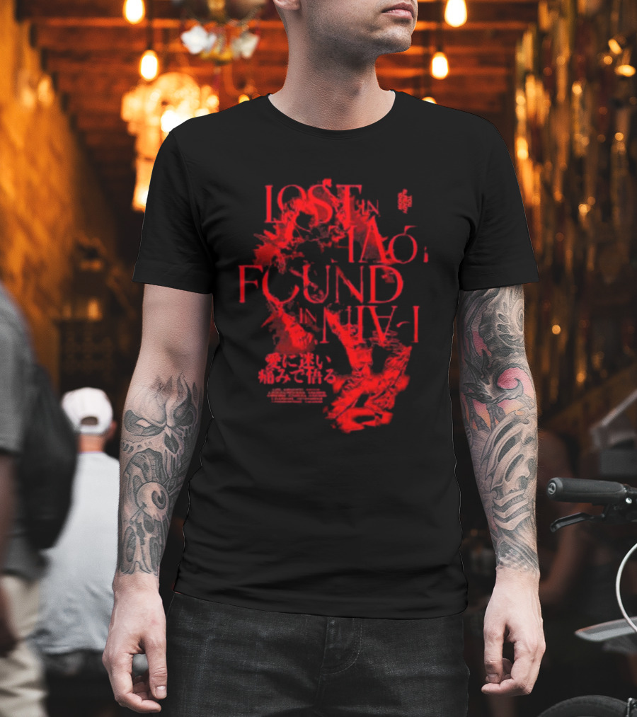 Miyavi Red Text Lost In Love, Found In Pain Pigment Dye T-Shirt