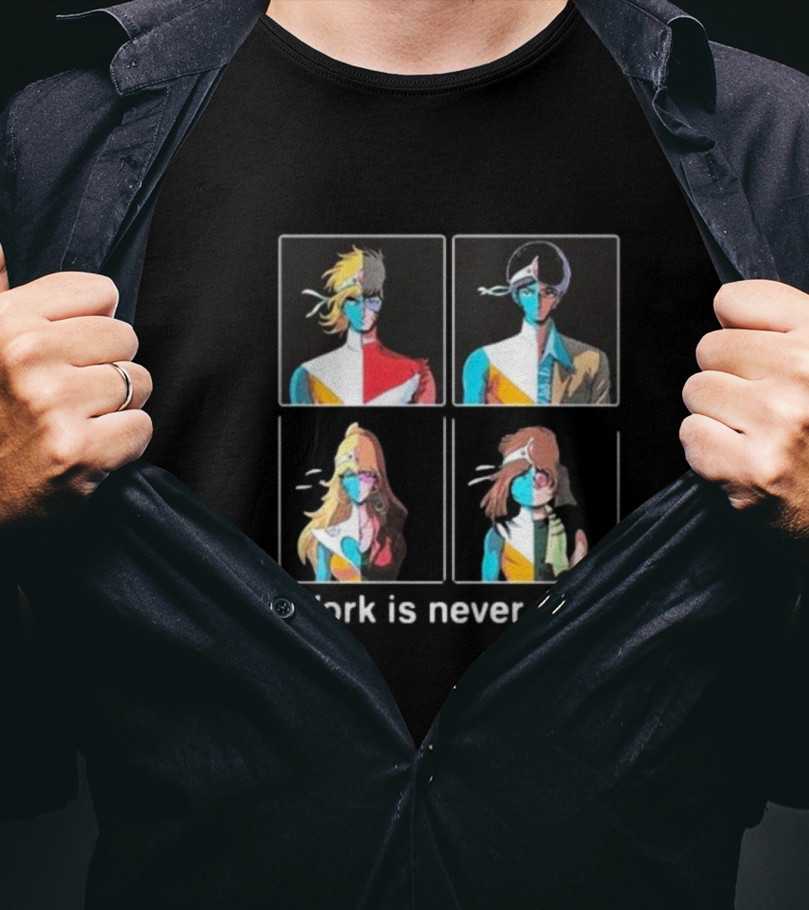 Crescendolls Work Is Never Over Daft Punk Anime Style Portraits T-Shirt