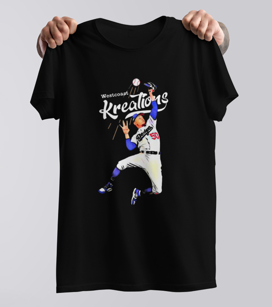 Mookie Betts Los Angeles Dodgers Westcoast Kreations Catching Action T-Shirt