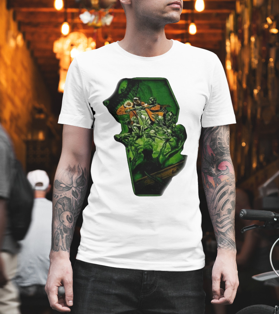 You Only Die 1nce SS Freddie Gibbs Zombie Battle Green Scene T-Shirt