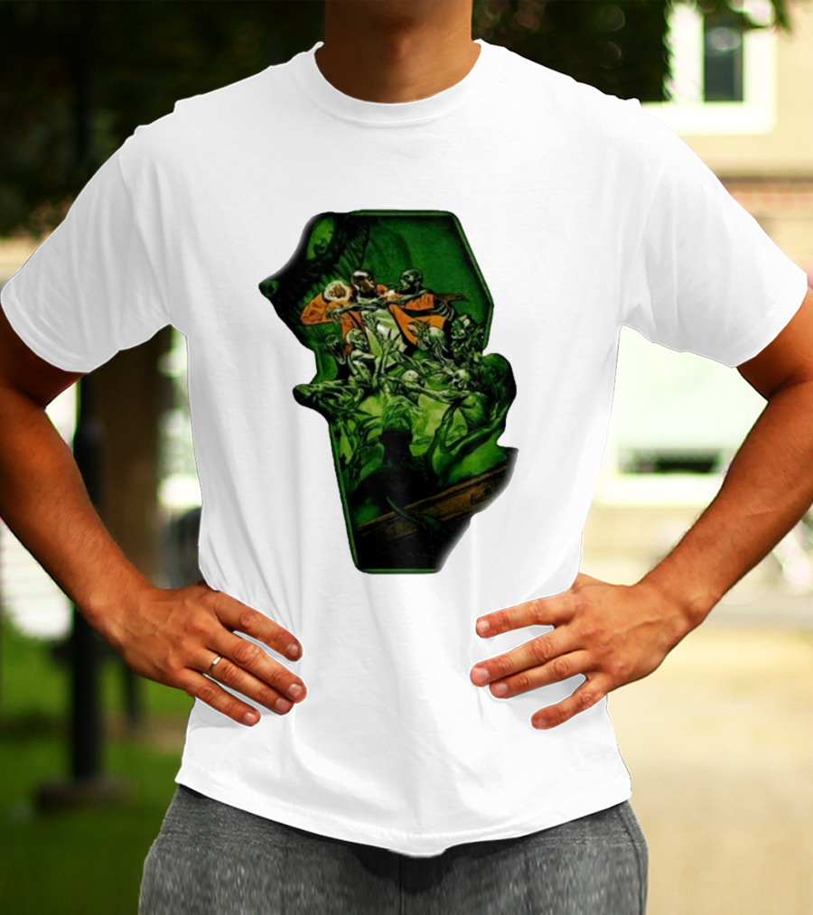 You Only Die 1nce SS Freddie Gibbs Zombie Battle Green Scene T-Shirt