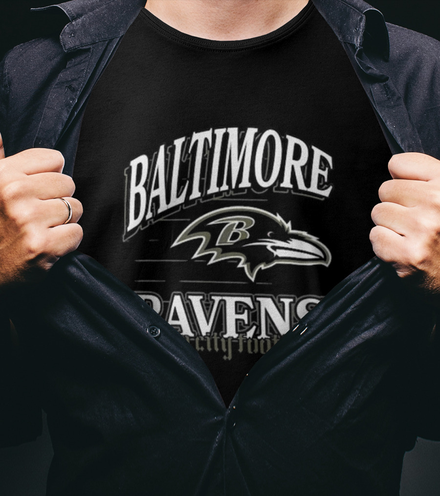 Baltimore Ravens Charm City Football Retro Gridiron T-Shirt