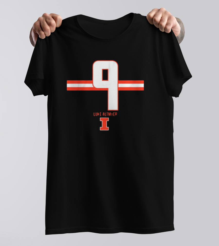 Illinois Fighting Illini Football Number 9 Luke Altmyer Stripe T-Shirt