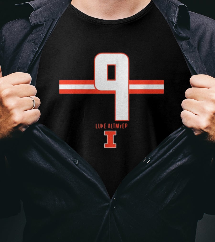 Illinois Fighting Illini Football Number 9 Luke Altmyer Stripe T-Shirt