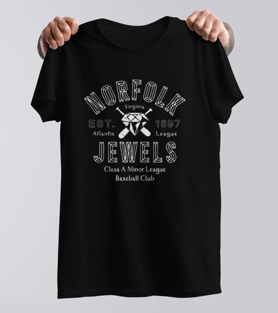 Norfolk Jewels Virginia Est. 1897 Atlantic League Class A Minor League Baseball Club T-Shirt